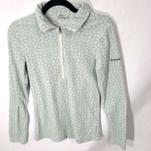 Columbia Women's Size‎ XS Green White 1/4 Zip Pullover Jacket Fleece Outside